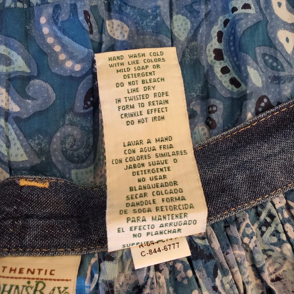 St Johns Bay 12 Blue Floral Ombre A Line Maxi Skirt‎ Modest Crinkle Lightweight - Picture 4 of 4